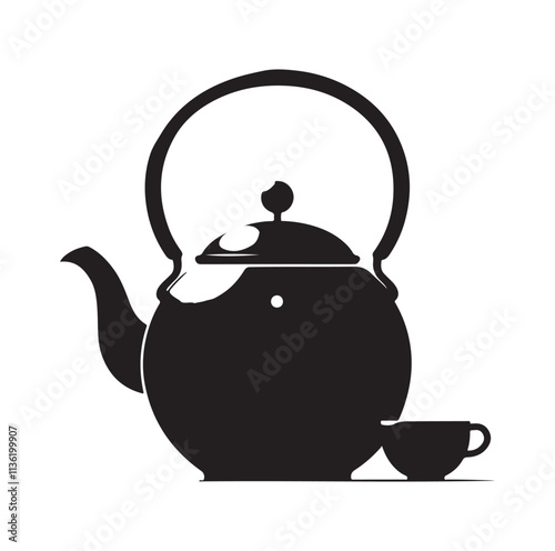 tea kettle silhouette vector illustration