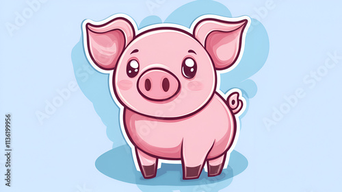 close-up of cute little baby pig illustration.ai generative