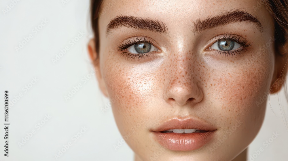 Natural Beauty with Freckles and Blue Eyes Natural Beauty with Freckles and Blue Eyes