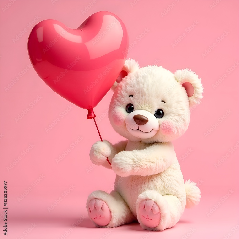 bear with balloon heart, red heart, balloon heart, Valentine's day