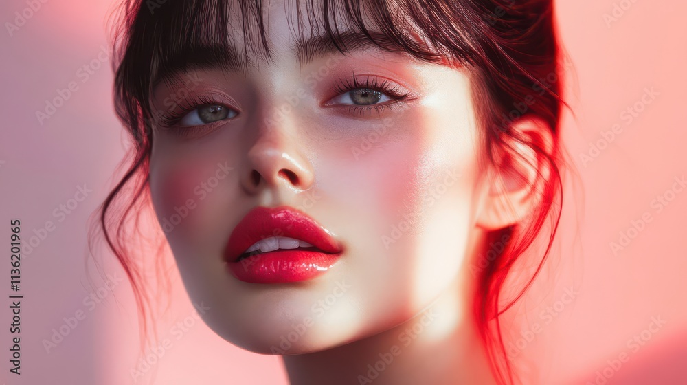 Radiant Portrait of a Young Woman with Luscious Features Radiant Portrait of a Young Woman with Luscious Features