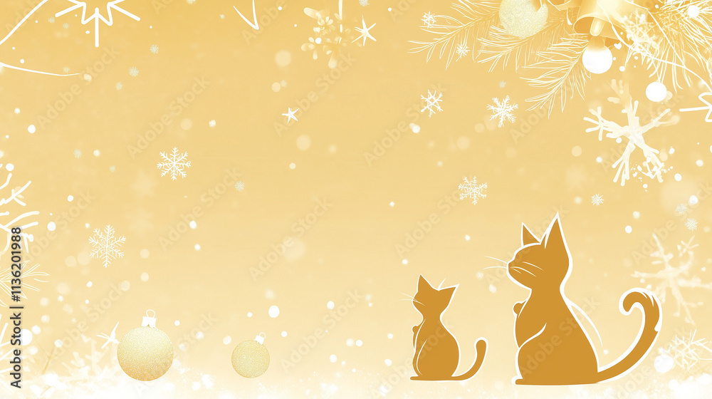 Festive Cat-Themed Christmas Background with room for copy, Featuring Cute Cats and Holiday Cheer Festive Cat-Themed Christmas Background with room for copy, Featuring Cute Cats and Holiday Cheer