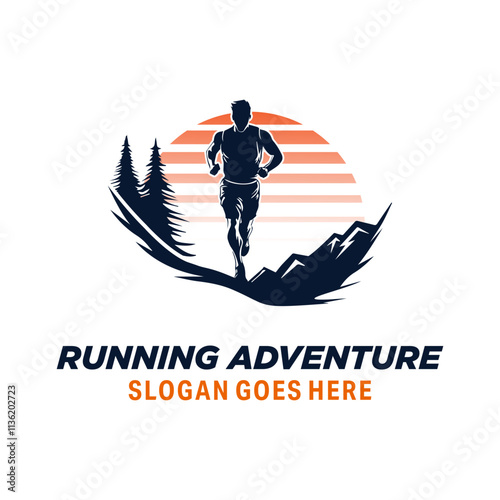 running adventure logo design vector photo