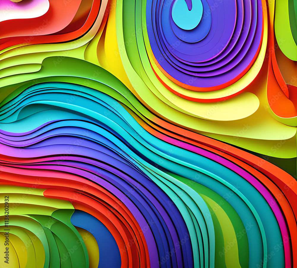 Naklejka premium Glowing lines neon banner background Illumination lines Neon light background Feeling.Digital particles rainbow colors.light effect cold yellow red Background.generative ai