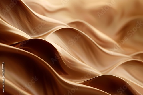 Texture satin fabrics background, wide shot of bronze satin fabric flowing in air, metallic gold brown background.