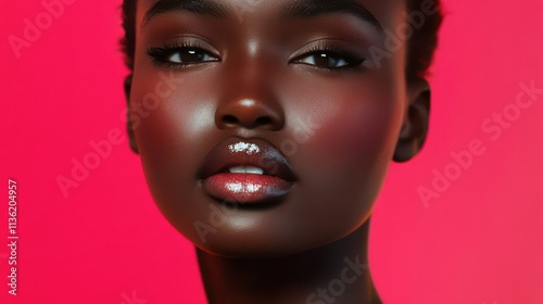 Stunning Portrait of a Woman Against a Pink Background
