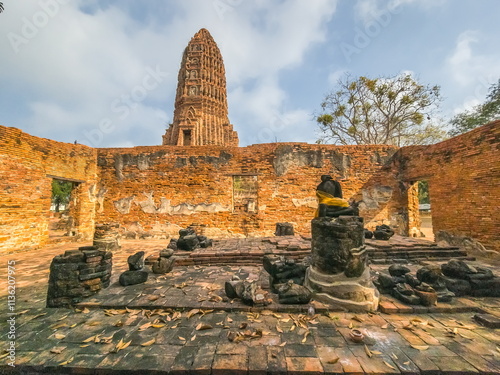 Wat Worachet ancient ruin temple in Ayutthaya, Thailand