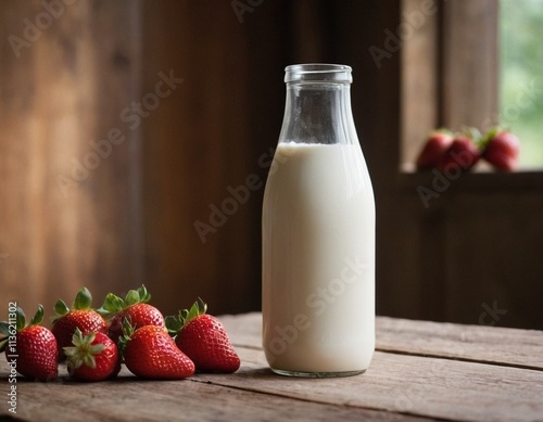milk and strawberries
