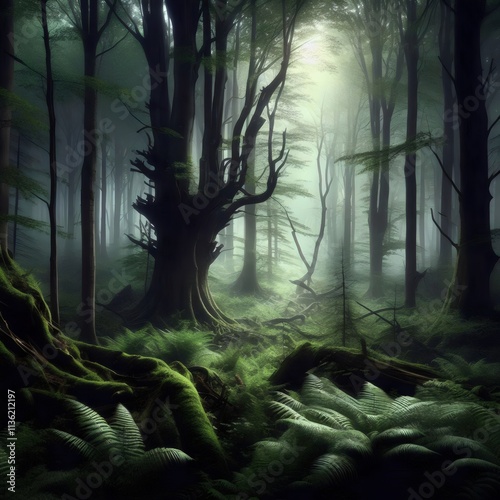 An image of a beautiful magic forest landscape
