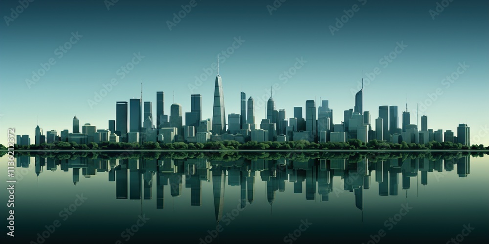 Fototapeta premium reflection in the water in the city