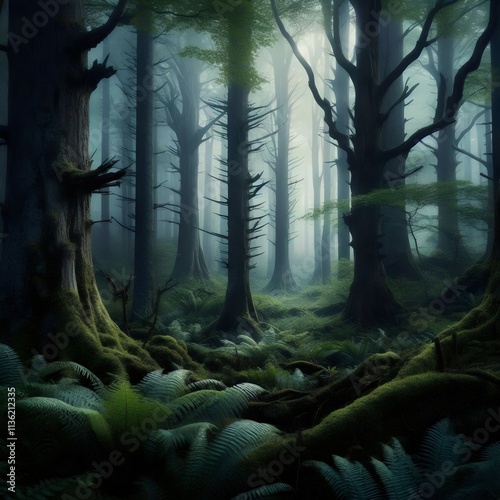An image of a beautiful magic forest landscape
