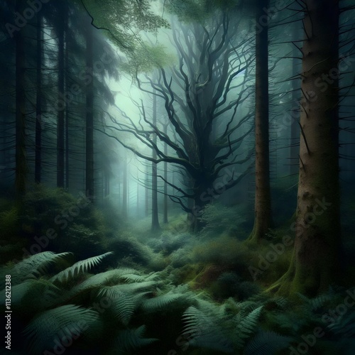 An image of a beautiful magic forest landscape
