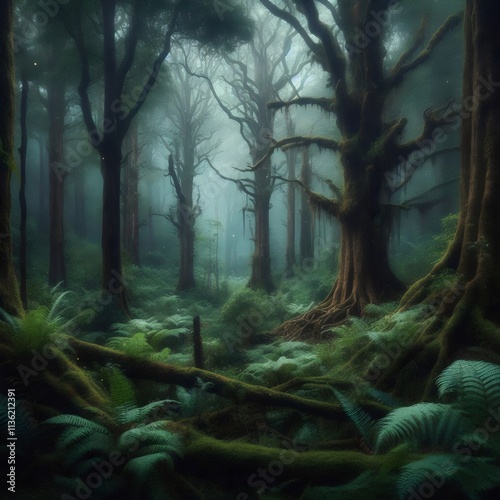 An image of a beautiful magic forest landscape
