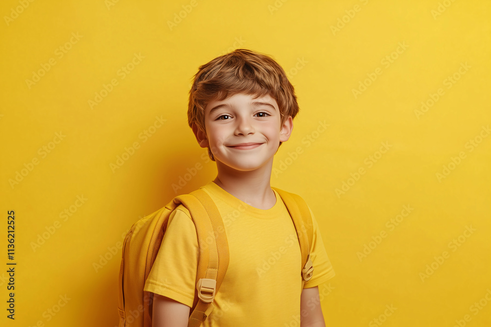 Little boy over isolated colorful background with a student backpack Little boy over isolated colorful background with a student backpack
