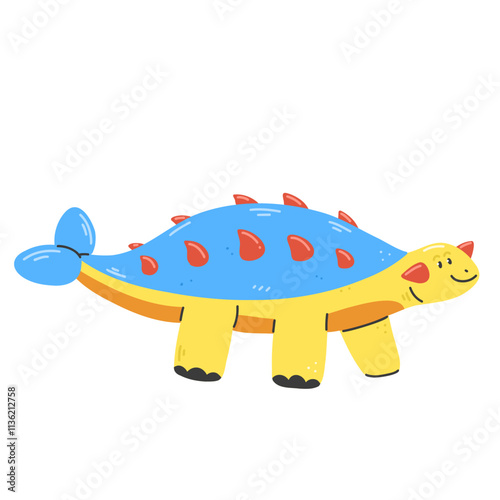 Cute ankylosaurus character isolated on a white background. Vector illustration.