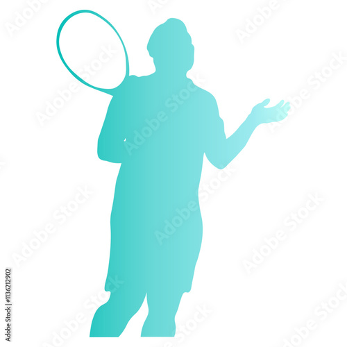 Tennis Ball Player Silhouette in Gradient Color. Vector Illustration