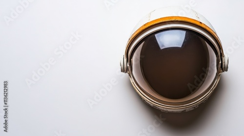 Vintage Space Helmet with Reflective Visor on Minimalistic Background for Sci-Fi Themes and Space Exploration Concepts photo