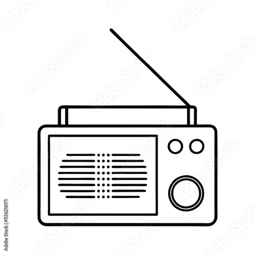 a black and white line drawing of an old-fashioned radio