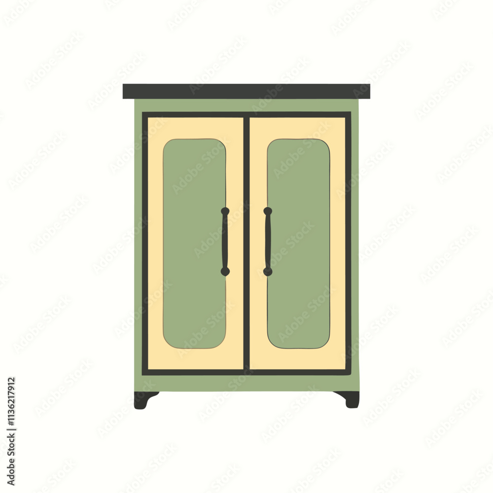 a simple illustration of a wooden cabinet with two doors a simple illustration of a wooden cabinet with two doors