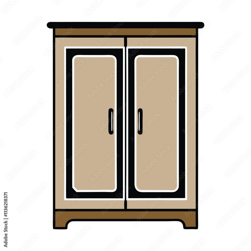 a simple illustration of a wooden cabinet with two doors a simple illustration of a wooden cabinet with two doors