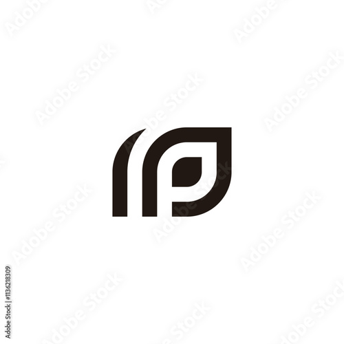 Letter m and P leaf geometric symbol simple logo vector