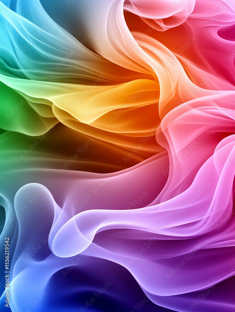 Obraz premium Soft pastel-colored smoke blending seamlessly into a calming abstract composition with smooth gradients and a serene atmosphere