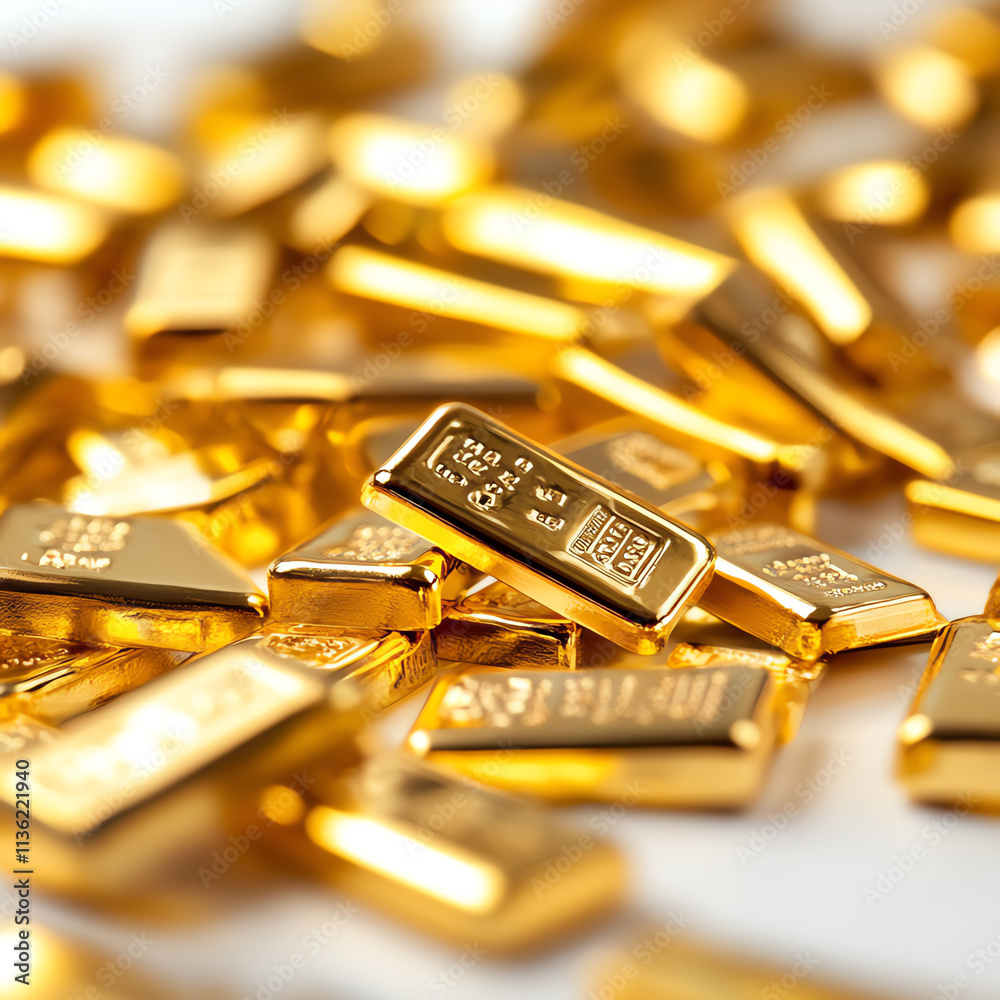 Close-up view of multiple gold bars, symbolizing wealth and investment opportunities. Close-up view of multiple gold bars, symbolizing wealth and investment opportunities.