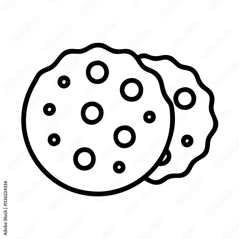chocolate chip cookie icon, chocolate day line art, chocolate icon - simple black line art icon of chocolate chip cookie, for chocolate day celebrations. chocolate vector art. chocolate chip cookie icon, chocolate day line art, chocolate icon - simple black line art icon of chocolate chip cookie, for chocolate day celebrations. chocolate vector art.