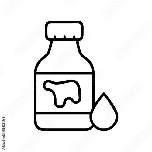 chocolate syrup bottle icon, chocolate day line art, chocolate icon - simple black line art icon of chocolate syrup bottle, for chocolate day celebrations. chocolate vector art.