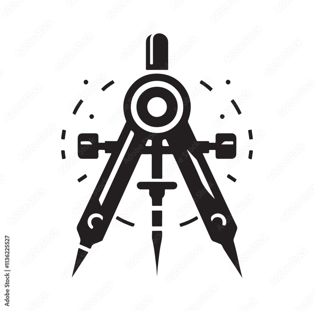 Drafting Compass silhouette vector illustration Drafting Compass silhouette vector illustration