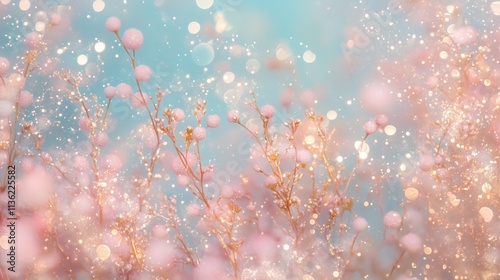 Sanfte Blütenzweige vor türkisem Bokeh