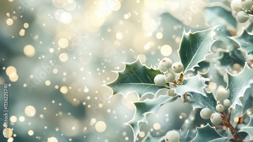 Stechpalmenzweig mit winterlichem Glanz