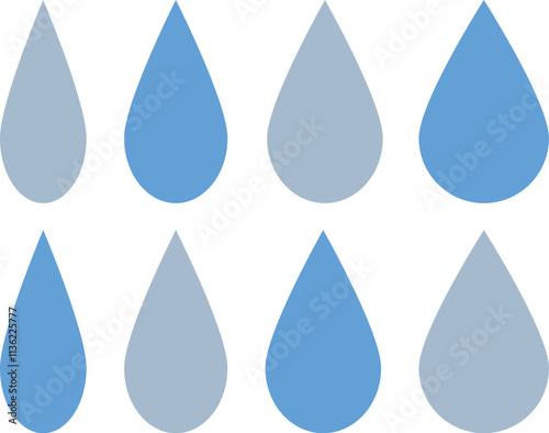雨の雫のアイコン　ベクター　Water drop shape. Water or oil drop.