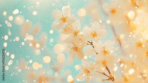 Zarte Blütenzweige im goldenen Licht