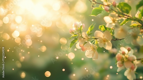 Goldenes Licht auf blühenden Zweigen