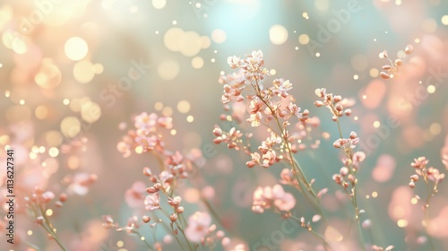 Zarte Blütenzweige im goldenen Glanz