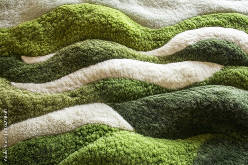 Soft moss carpets create an inviting texture with layered greens and whites in a natural setting photo