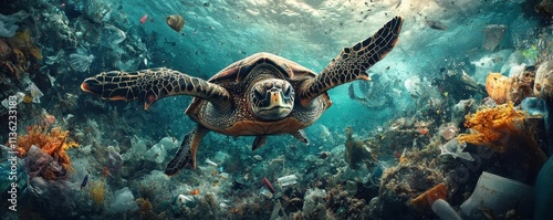 Turtle Entangled in Plastic...