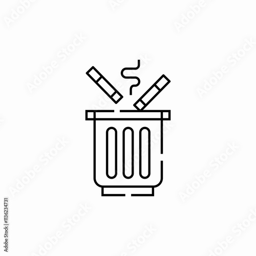 smoking trash bin icon sign vector