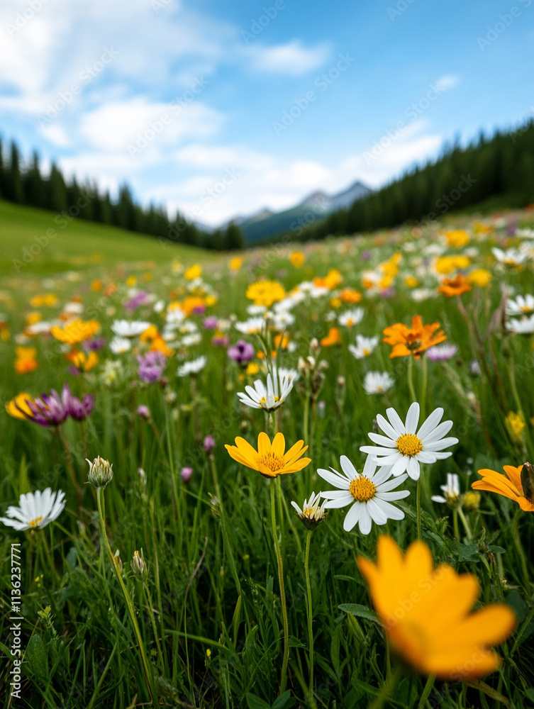 Colorful wildflower meadow in the mountains during summer Colorful wildflower meadow in the mountains during summer