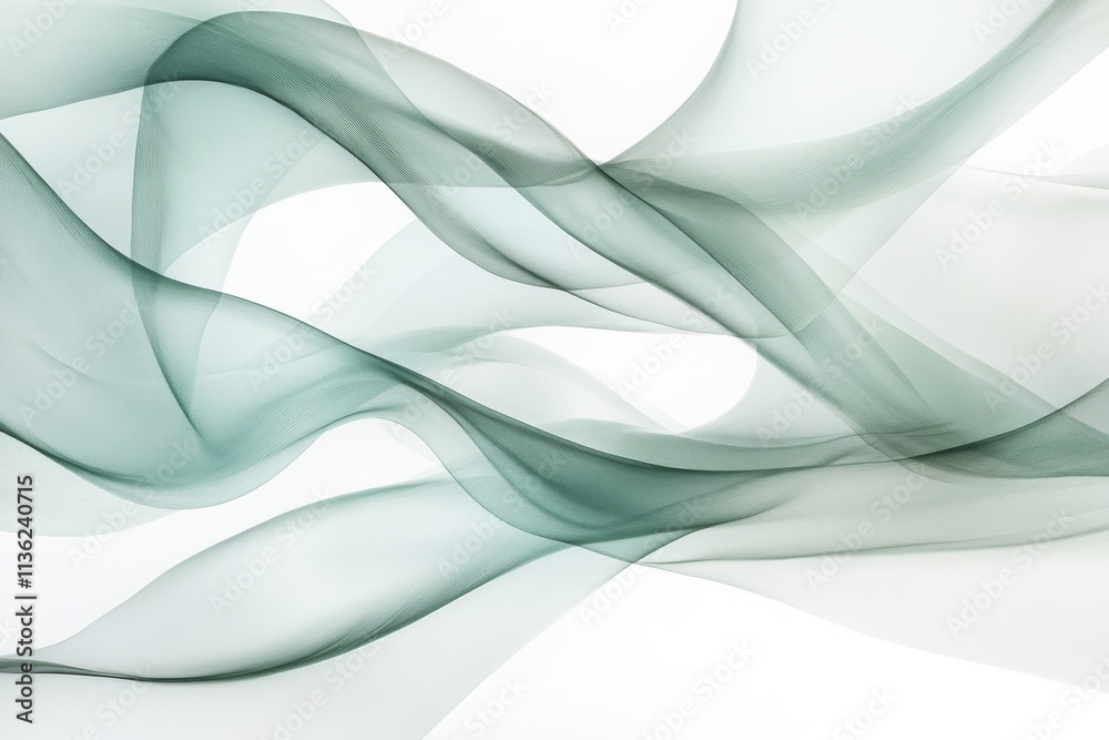 Naklejka premium Abstract Green Wave Design: Serene Swirls and Gentle Curves