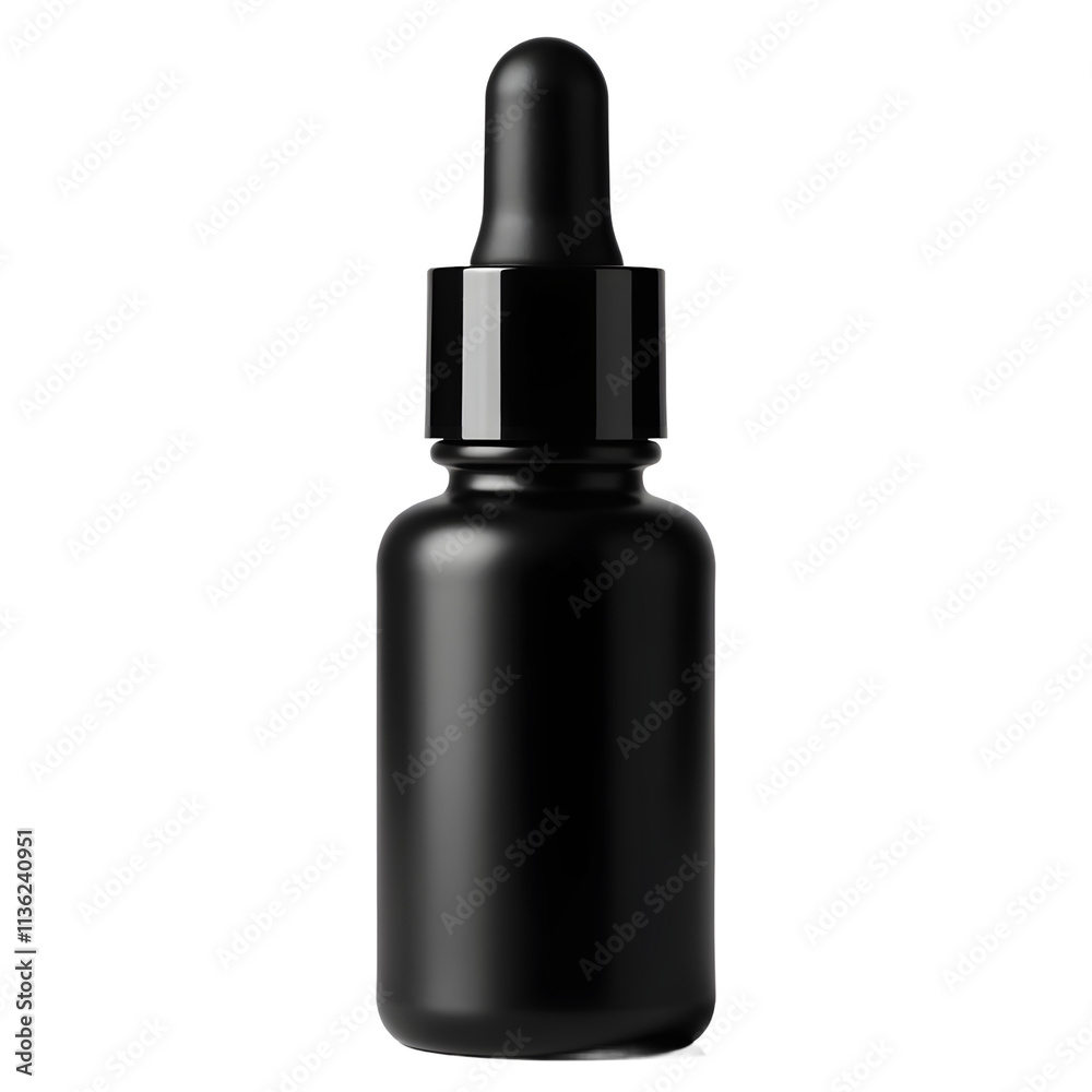 Front view of a black eyeshadow primer bottle with no labels isolated on a white transparent background. Front view of a black eyeshadow primer bottle with no labels isolated on a white transparent background.