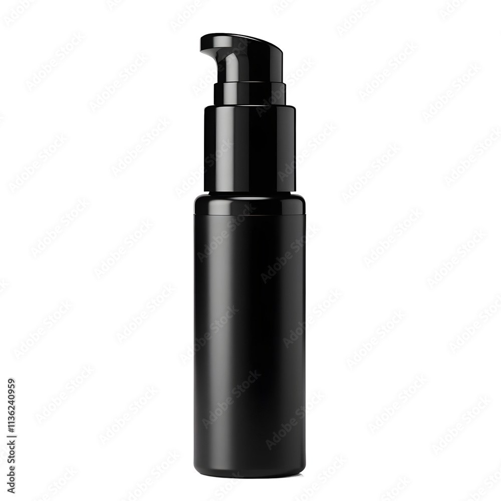 Front view of a black eyeshadow primer bottle with no labels isolated on a white transparent 1. Front view of a black eyeshadow primer bottle with no labels isolated on a white transparent 1.
