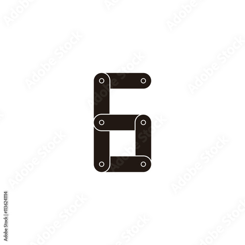 Number 6 tool geometric symbol simple logo vector