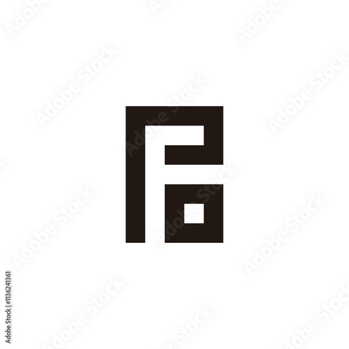 Letter P, F and o square geometric symbol simple logo vector