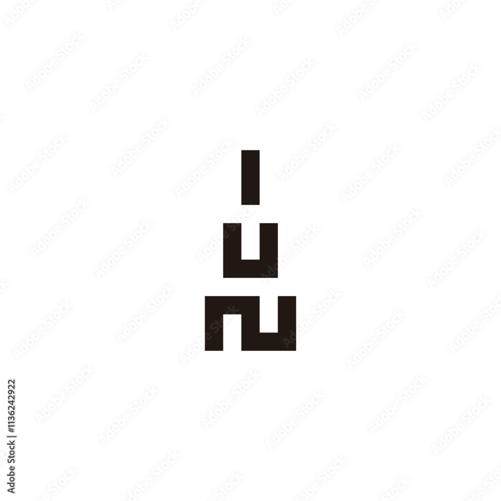 Letter i, u and N square geometric symbol simple logo vector Letter i, u and N square geometric symbol simple logo vector