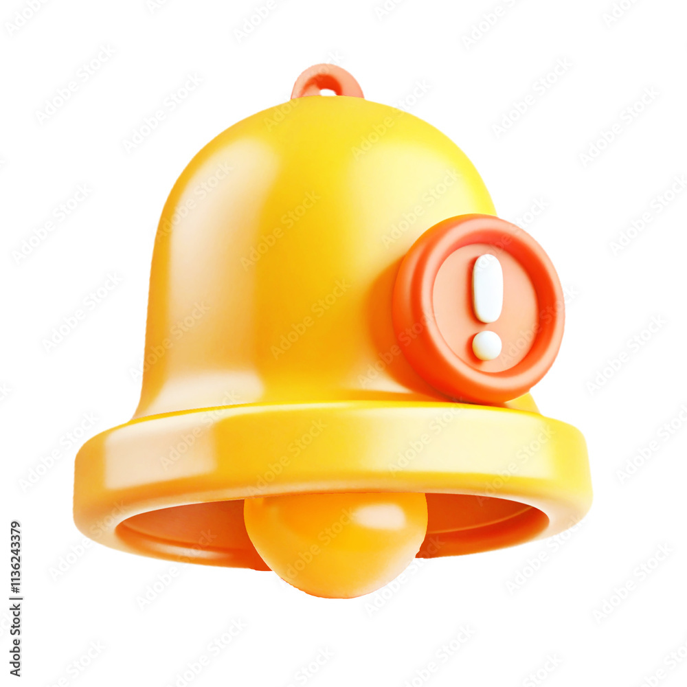 Fototapeta premium 3D render notification bell icon 3d cartoon style illustration 