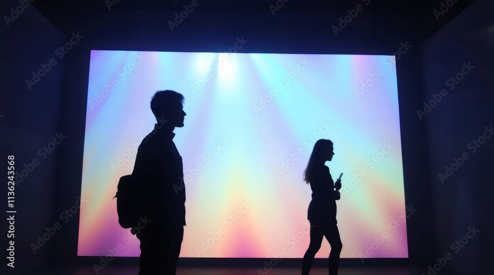 Silhouettes in a Dreamlike Digital Art Exhibit 