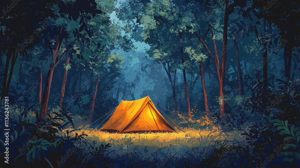 Tent in Forest with Bright Light Shining Through Outdoor Camping Adventure, Nature Retreat, Exploration, Serenity, Tranquility, Camping Gear for Nature Lovers and Outdoor Enthusiasts Tent in Forest with Bright Light Shining Through Outdoor Camping Adventure, Nature Retreat, Exploration, Serenity, Tranquility, Camping Gear for Nature Lovers and Outdoor Enthusiasts