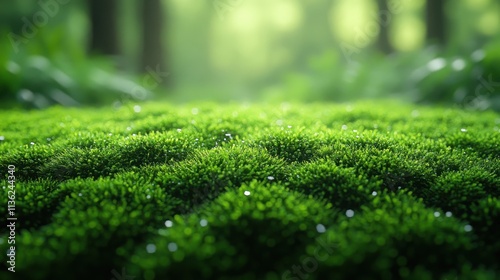 Soft green moss texture with gentle blurring and natural earthy tones photo
